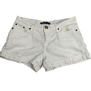 Vigoss Collection White Denim Shorts Cuffed Hem Casual Cotton Blend‎ Size 16 Y2K